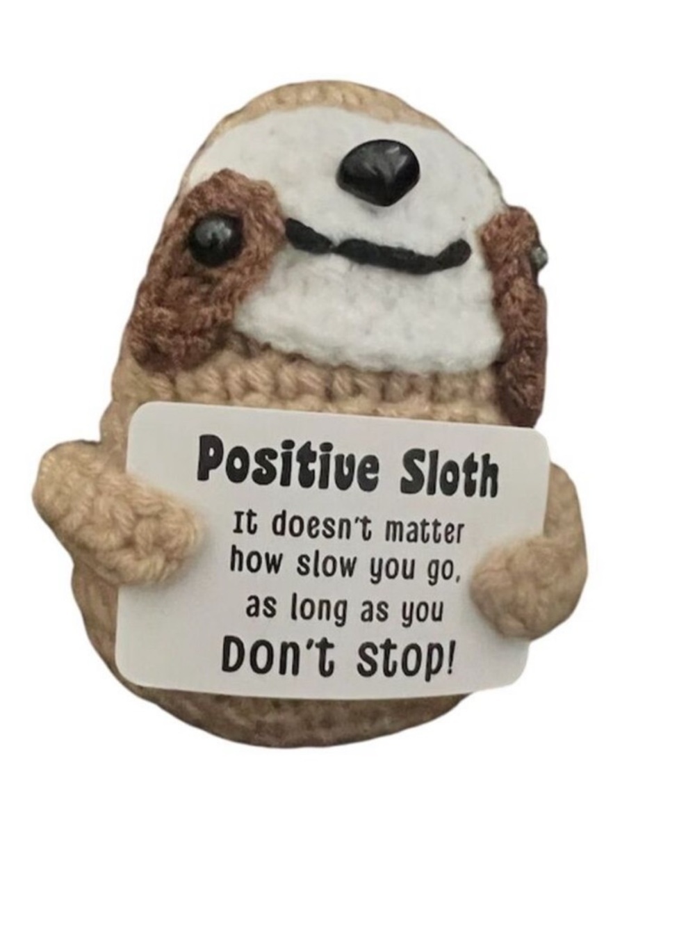 Positive Sloth Crochet Plush Motivational Gift Desk Decor Cute - Picture 2 of 3